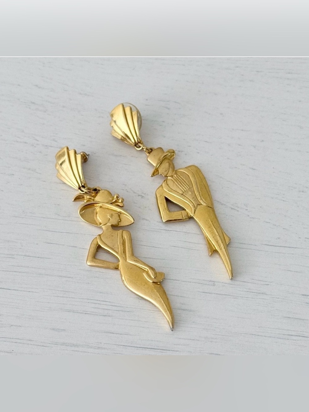 JJ Jonette Rare Lady and Gent Vintage Earrings